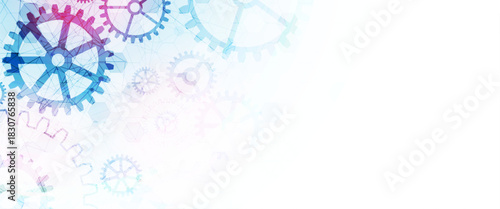 Abstract technological background  with cogwheels and plexus effect. Vector