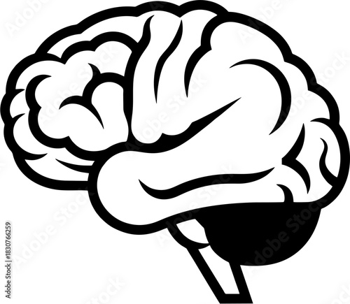 Human brain illustration depicting intellectual processes, cognitive functions, and the essence of the mind