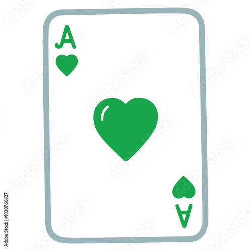 Green Ace of Hearts Card Representing Good Luck and Fortune in Games of Chance and Strategic Play
