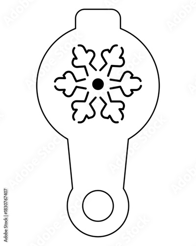 Snowflake, Christmas cappuccino stencil - vector linear silhouette for stencil. Snowflake winter stencil