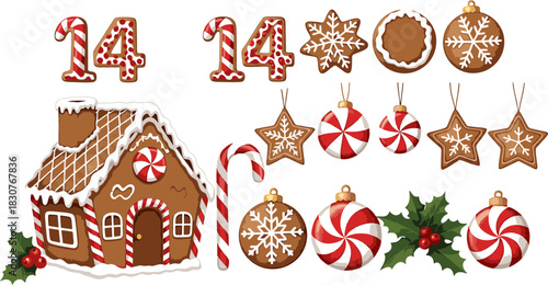 Festive Gingerbread House and Christmas Ornaments Celebrating the Holiday Season in Style