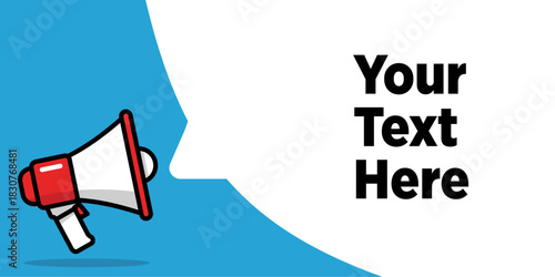 Megaphone Announcement Banner with Speech Bubble Free Text Space. For Promotions, Advertising, Marketing. Editable Vector Illustration.