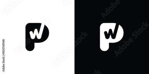 Modern and simple letter PW initials logo design