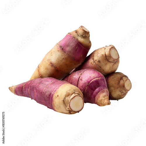 Cluster of purple-and-white root vegetables