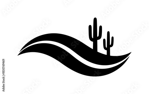 Stylized Desert Cacti Landscape Icon