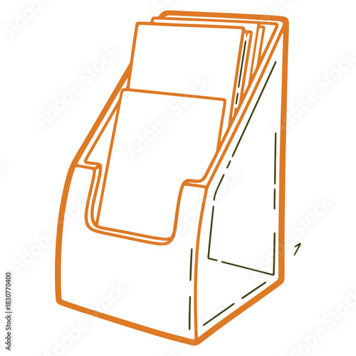 Illustration of Brochure Holder with Flyers Inside Marketing and Promotional Material Display isolated on White Background