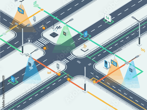 Smart City Intersection with Connected Vehicles and Infrastructure.