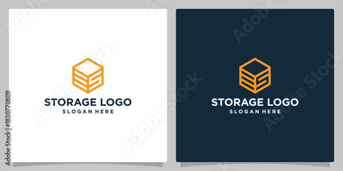 Modern Orange Cube Logo Design for Storage Logistics and Warehousing.