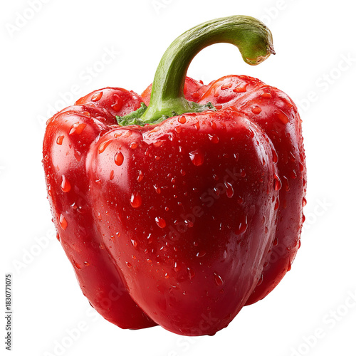 Red bell pepper with water droplets