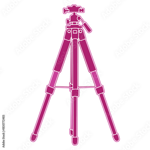 Magenta Tripod Isolated on White Background Photography Equipment for Stable Shooting Videography or Capturing Still Images with Professional Precision
