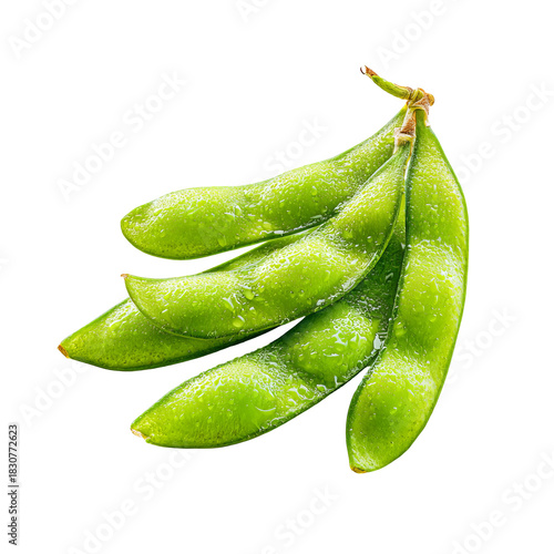 Fresh green edamame pods