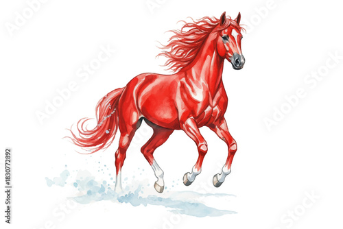 horse with a red ribbon
