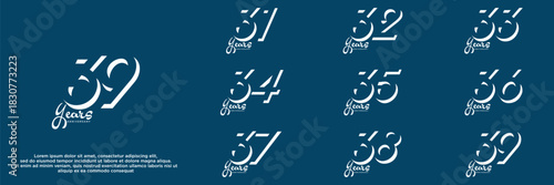 set anniversary year logo designs. abstract number, icon, vector illustration	