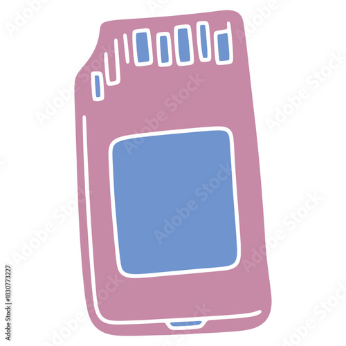 Modern SD Memory Card Illustration in Pink and Blue Tones for Digital Storage and Data Transfer