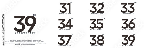 set anniversary year logo designs. abstract number, icon, vector illustration	