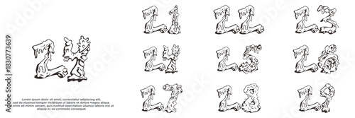 set anniversary year logo designs. abstract number, icon, vector illustration	