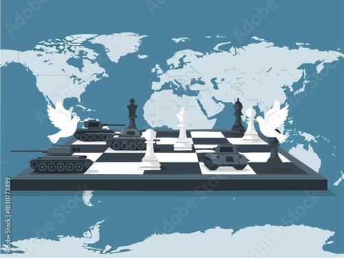 Global Conflict Chessboard - A Symbolic Representation of War and Peace.