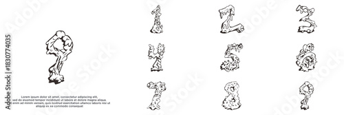 set anniversary year logo designs. abstract number, icon, vector illustration	