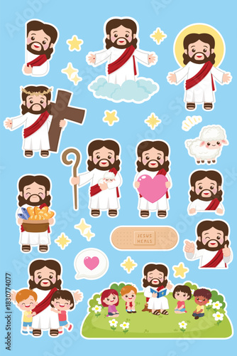 Jesus Christ in different pose sticker sheet