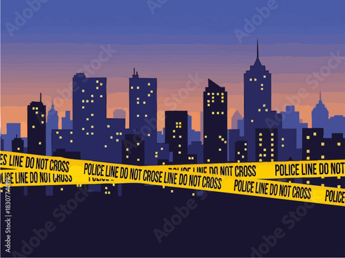 Crime Scene in the City - Police Line Do Not Cross.