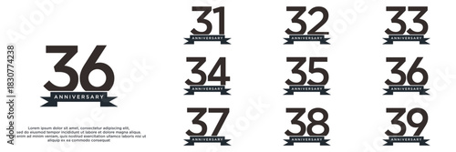 set anniversary year logo designs. abstract number, icon, vector illustration	