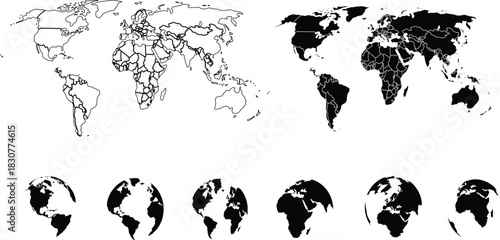 back and outline world map with abstract background