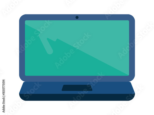 A modern blue and green laptop computer is shown against a white background.