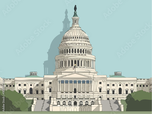 Illustration of the United States Capitol Building in Washington, D.C.