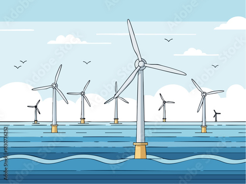 Offshore Wind Farm - Sustainable Energy Generation in the Ocean.