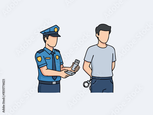 Police Officer Arresting a Suspect with Handcuffs.