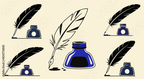 Elegant quill and inkwell illustration evoking classic writing and literature style