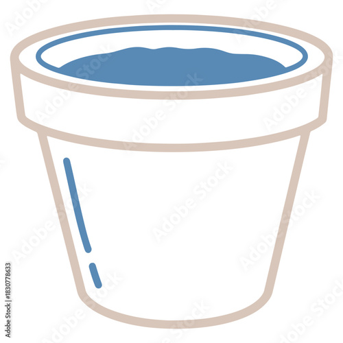 Stylized Flower Pot Illustration with Blue Soil for Gardening and Home Decor Projects Vector Graphic Design
