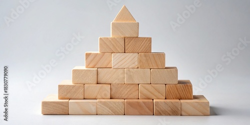 Wallpaper Mural Wooden blocks arranged in a pyramid shape, symbolizing growth, development, and achievement Torontodigital.ca