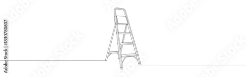 Continuous one line drawing of a stepladder. Concept of home improvement, repair, or construction