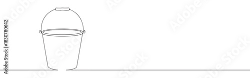 Continuous one line drawing of a bucket. Concept of cleaning, household chores, or construction