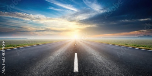 Wallpaper Mural Asphalt road stretching towards a vibrant sunrise over a tranquil landscape, promising adventure and the open road ahead Torontodigital.ca