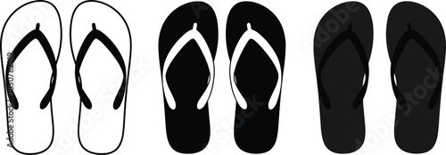 Flip-flop footwear illustration, vector sandal design, casual summer shoes, minimalist style comparison, fashion accessory, beachwear concept, footwear icon
