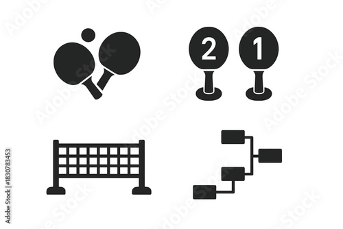 Essential table tennis equipment paddles net score markers and competition bracket diagram