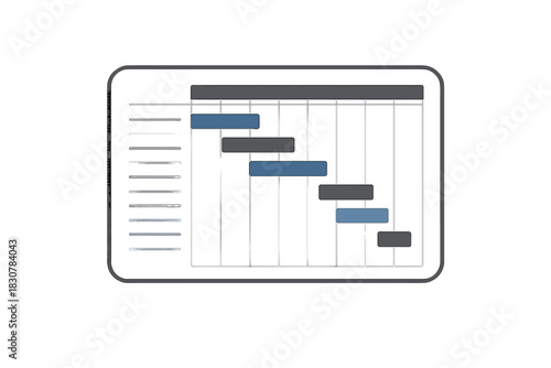 Professional business project management timeline chart showing tasks, progress, and scheduling
