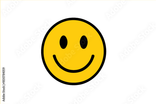 Classic yellow happy face emoticon representing joy and positive emotion on a clean white background