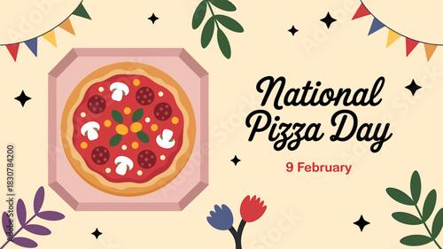 Celebrating national pizza day with a delicious pizza in a box