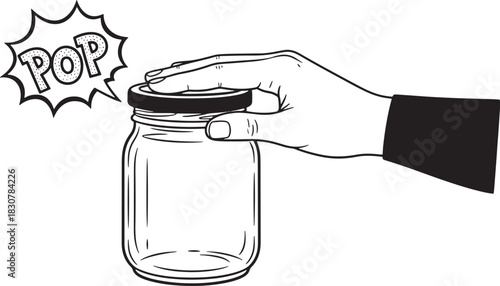 Opening a Jar with a Pop Sound Comic Book Style Illustration