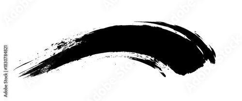 Vector minimal black and white paint stroke wave shape Isolated on white background