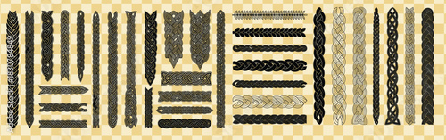 Collection of decorative braids and plaits in various styles for graphic design and creative projects