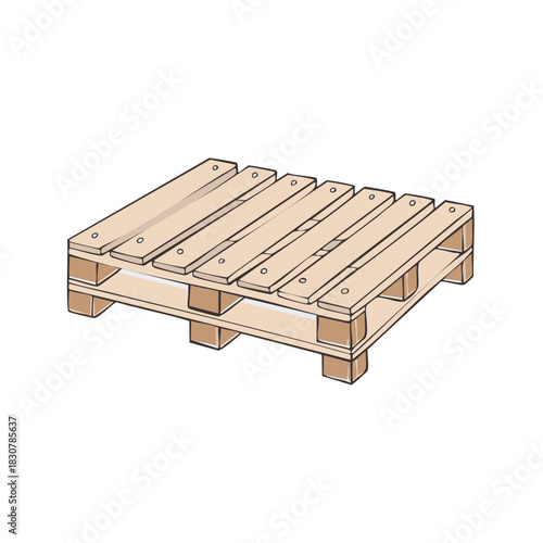 Illustration of a wooden pallet used for shipping and storage, isolated