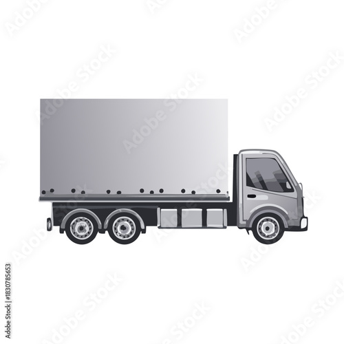 Side view illustration of a modern gray transport truck for cargo and logistics services