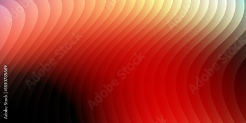 Neon ribbed fractal glass 3d background. Holographic vertical stripe pattern with vibrant purple blue yellow gradient. Abstract black bg, iridescent texture lines in radiant colors. 3D illustration	
