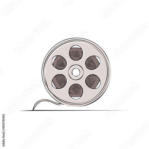 Illustration of a film reel showcasing entertainment and classic movie industry nostalgia