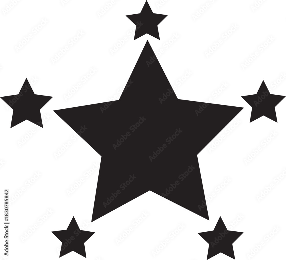 Obraz premium Minimalist Five-Star Rating Silhouette for Quality Excellence and Success Concept