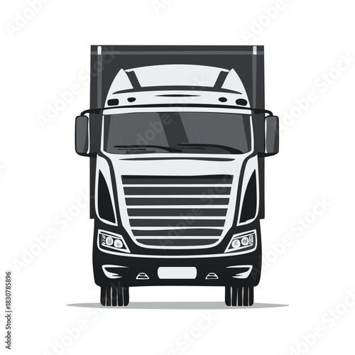Modern commercial cargo truck front view vector illustration